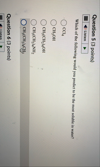 Solved Question 5 (3 ﻿points)Which of the following would | Chegg.com