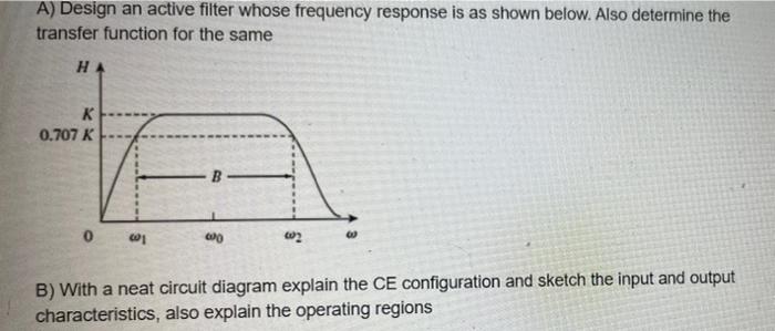 Solved A) Design an active filter whose frequency response | Chegg.com