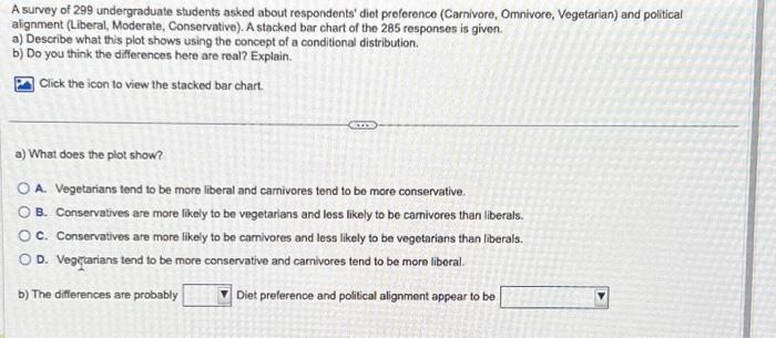 Solved A survey of 299 undergraduate students asked about