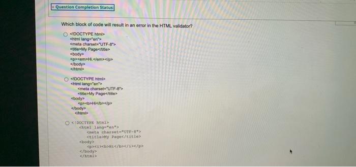 Solved Question Completion Status: Which block of code will | Chegg.com