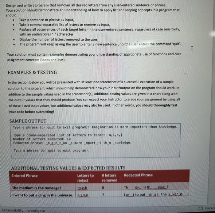 Solved Design and write a program that removes all desired | Chegg.com