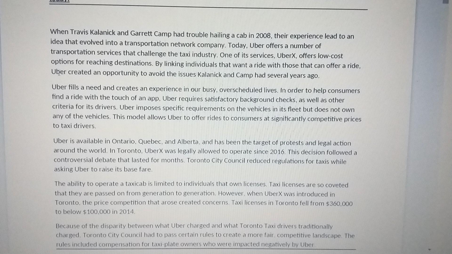 Solved When Travis Kalanick and Garrett Camp had trouble | Chegg.com