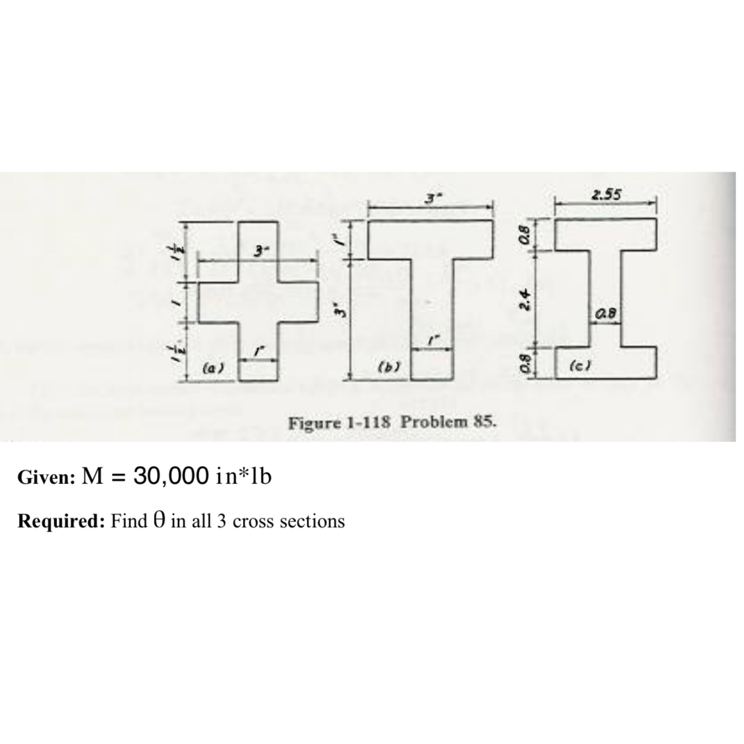 Solved Given: M=30,000 ﻿in*lbRequired: Find θ ﻿in all 3 | Chegg.com