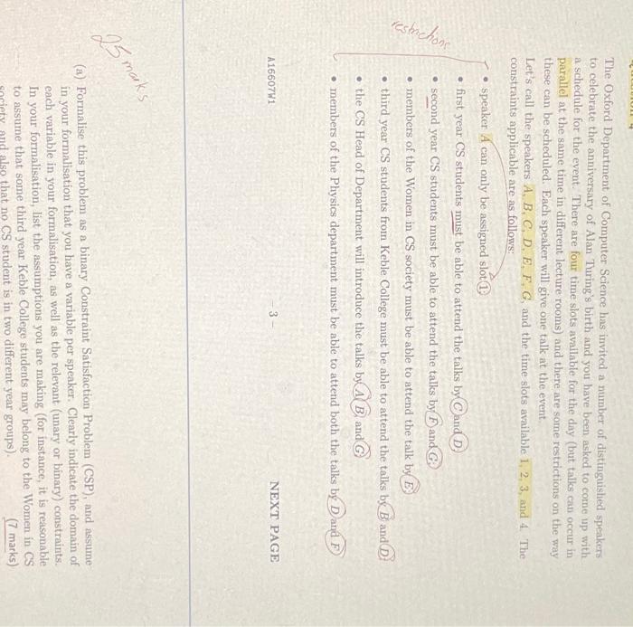 Solved The Oxford Department of Computer Science has invited