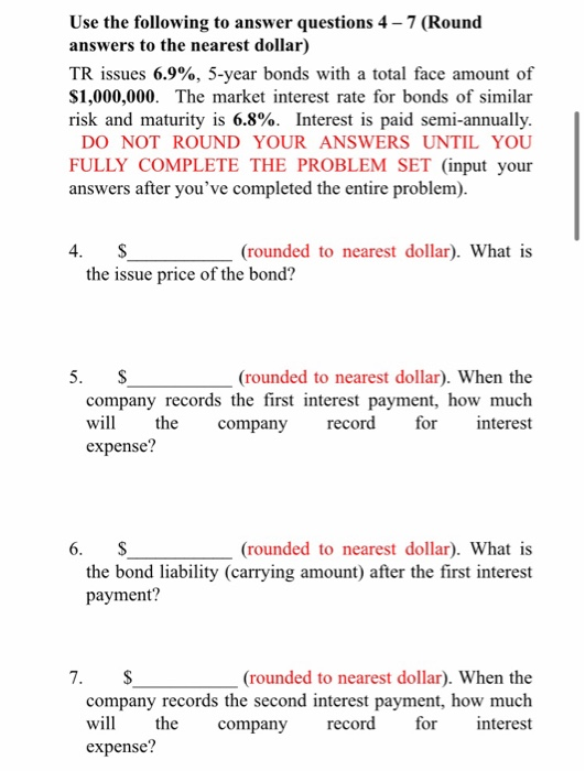 Solved Use the following to answer questions 1 – 3 (Round | Chegg.com