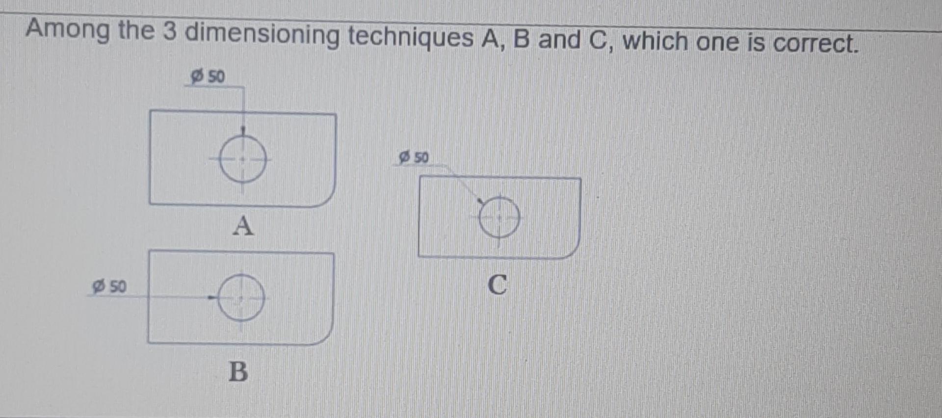 Solved Among The 3 Dimensioning Techniques A, B And C, Which | Chegg.com