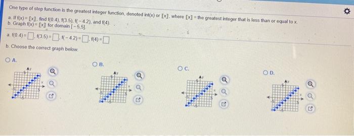 Solved One type of step function is the greatest integer | Chegg.com