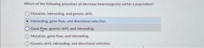 Solved Which of the following processes all decrease | Chegg.com