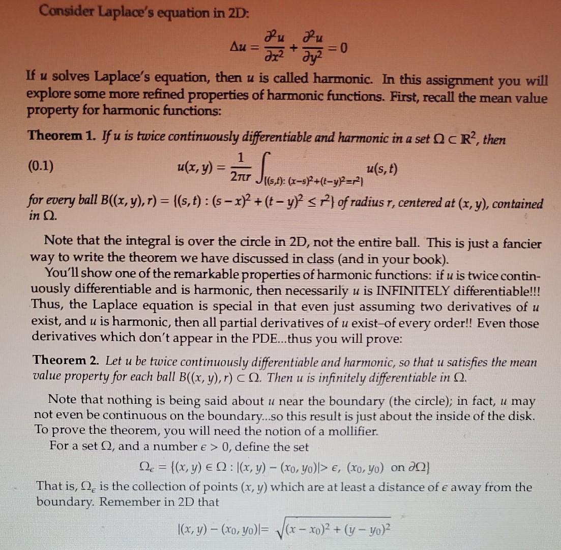 Solved Consider Laplace's Equation In 2D: Δu=∂x2∂2u+∂y2∂2u=0 | Chegg.com