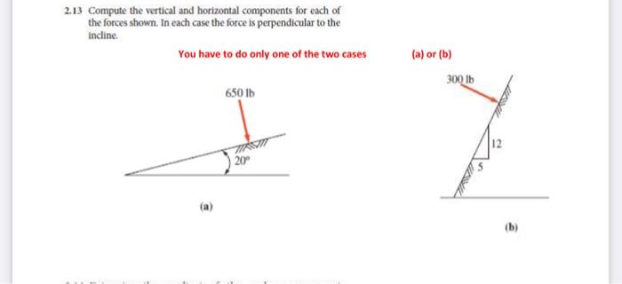 Solved 2.13 Compute the vertical and horizontal components | Chegg.com