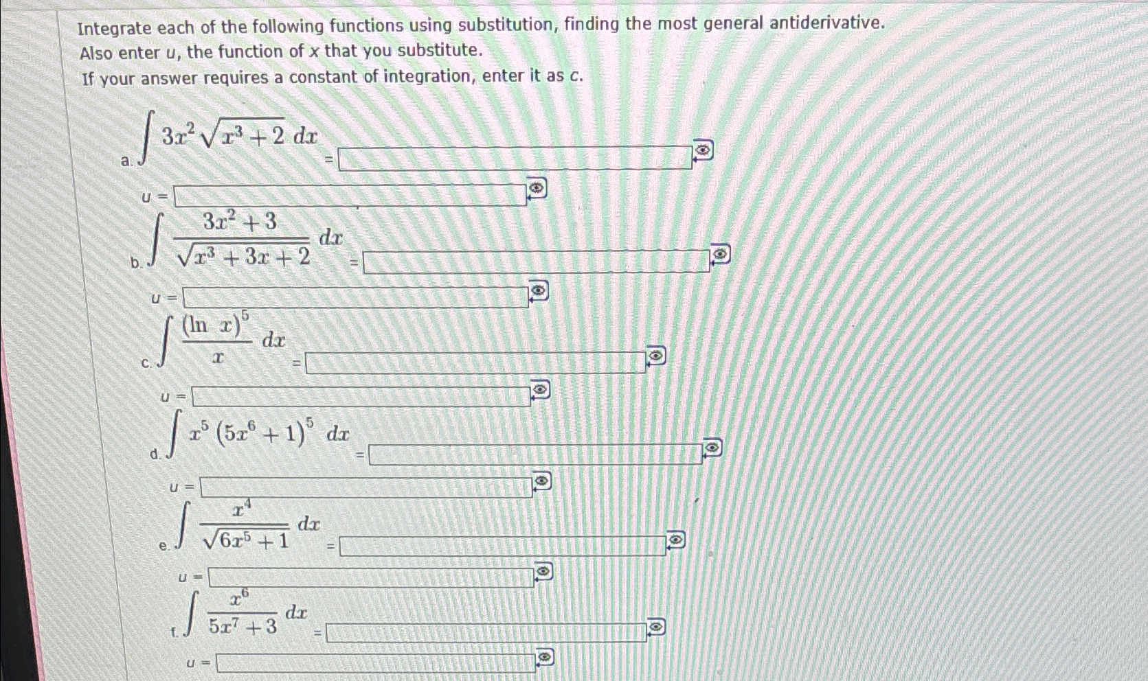 Solved Integrate each of the following functions using | Chegg.com