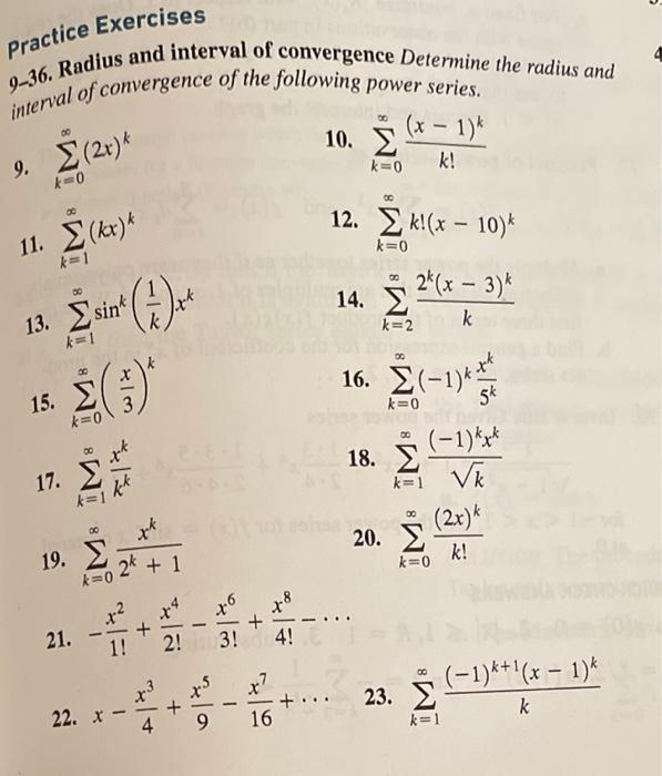 Solved Practice Exercises 936. Radius and interval of