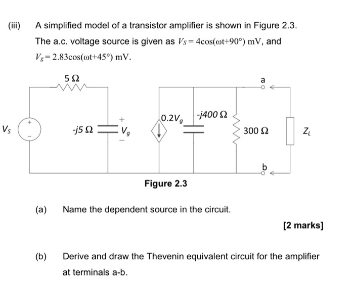 Solved A simplified model of a transistor amplifier is shown | Chegg.com