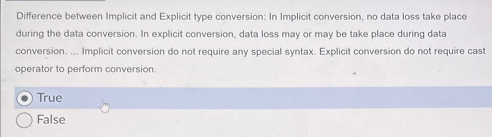Solved Difference between Implicit and Explicit type | Chegg.com