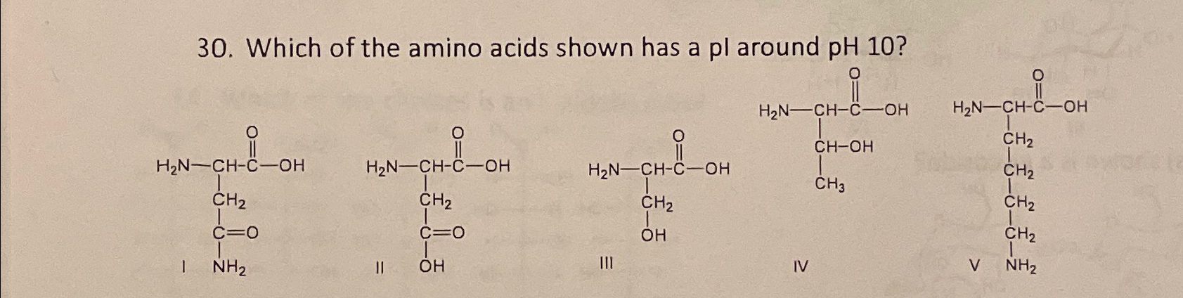 Solved Which of the amino acids shown has a pl around pH | Chegg.com