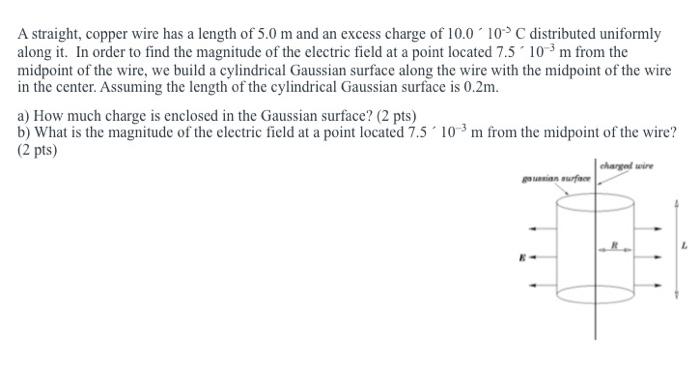 Solved A straight, copper wire has a length of 5.0 m and an | Chegg.com