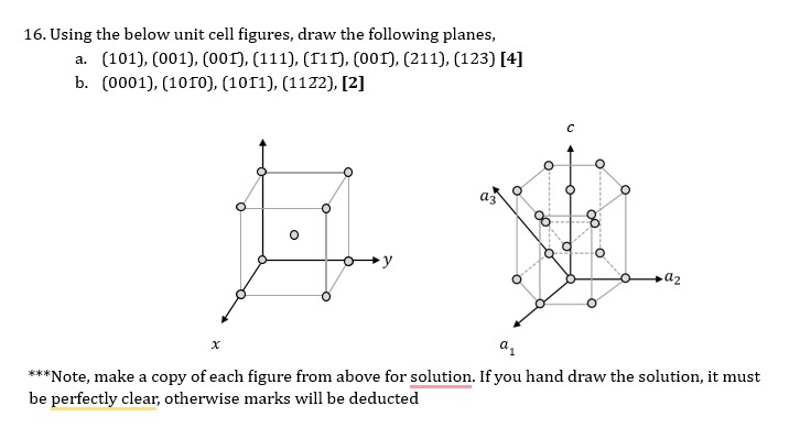 Solved Using the below unit cell figures, draw the following | Chegg.com