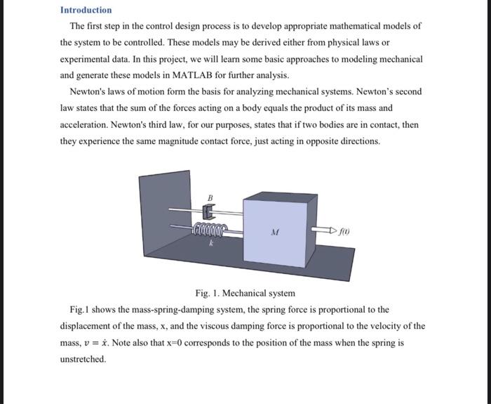 Solved Introduction The first step in the control design | Chegg.com