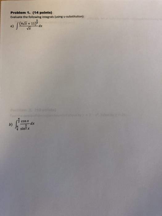 Solved Problem 1. (14 points) Evaluate the following | Chegg.com