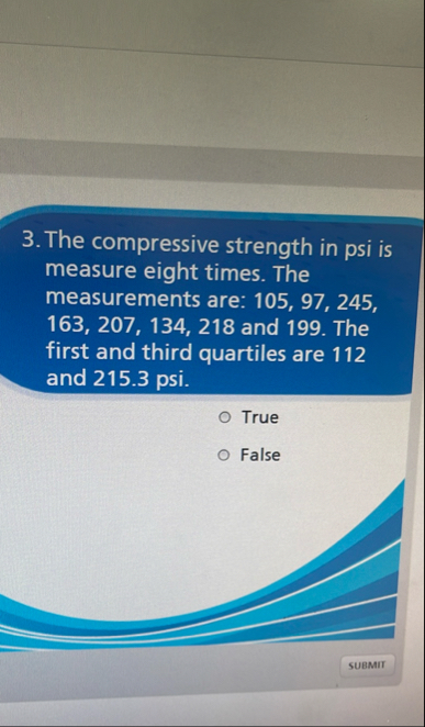 Solved The compressive strength in psi is measure eight | Chegg.com