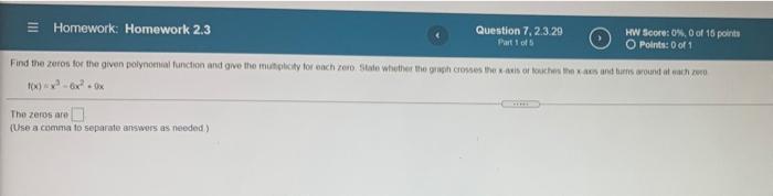 Solved 3 Homework: Homework 2.3 Question 7, 2.3.29 HW Score: | Chegg.com