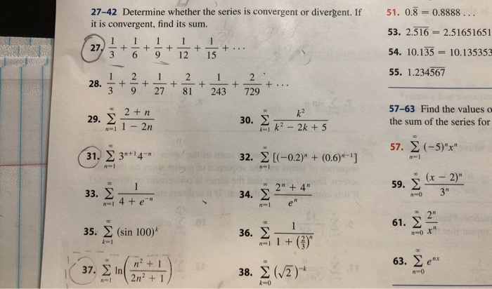 solved-27-42-determine-whether-the-series-is-convergent-or-chegg