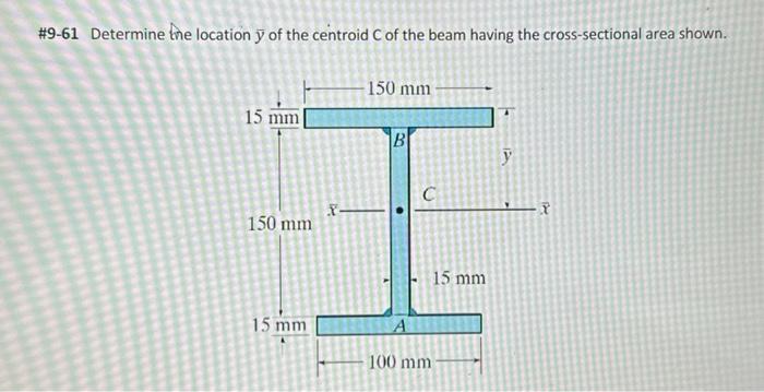 Solved \#9-61 Determine the location yˉ of the centroid C of | Chegg.com