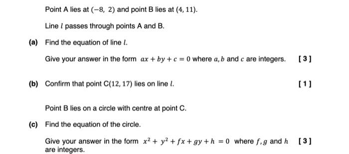 Solved Point A lies at (-8, 2) and point B lies at (4, 11). | Chegg.com