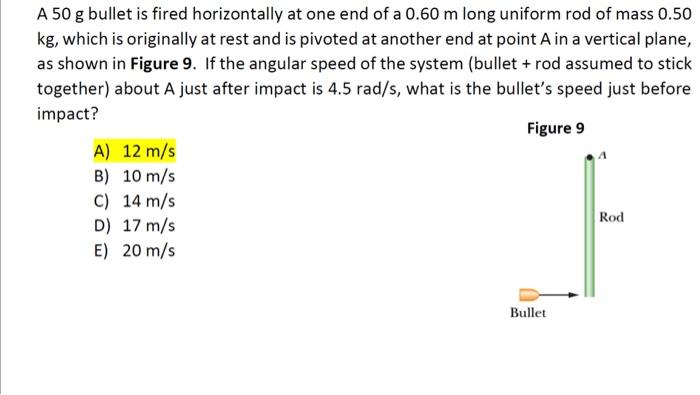 Solved A 50 G Bullet Is Fired Horizontally At One End Of A | Chegg.com