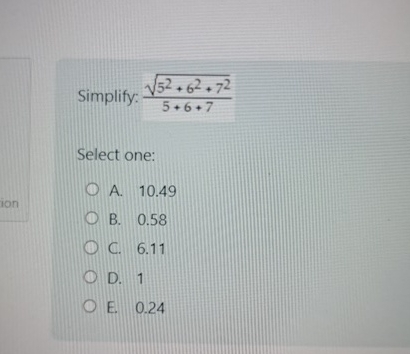 Solved Simplify: 52+62+7225+6+7Select | Chegg.com