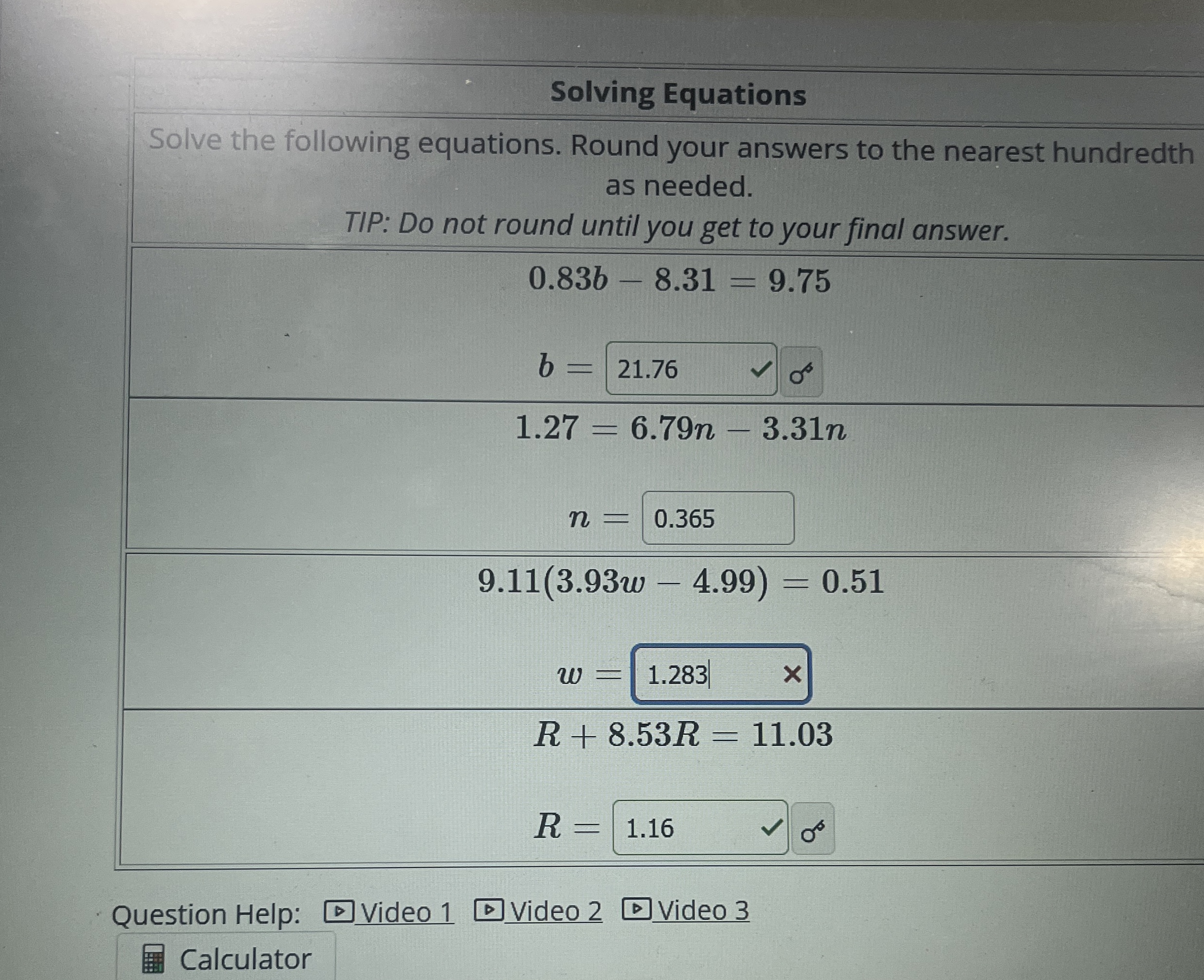 Solved Solving EquationsSolve the following equations. Round | Chegg.com