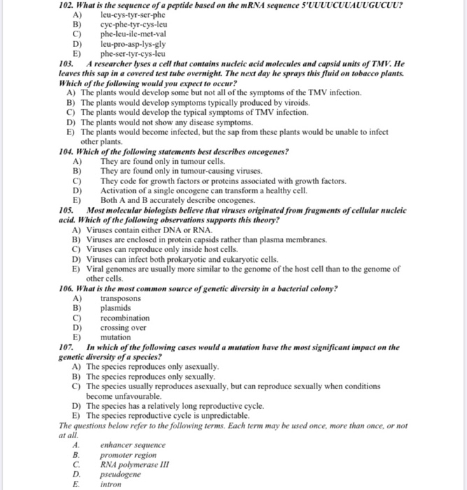 Solved B 102 What Is The Sequence Of A Peptide Based On Chegg