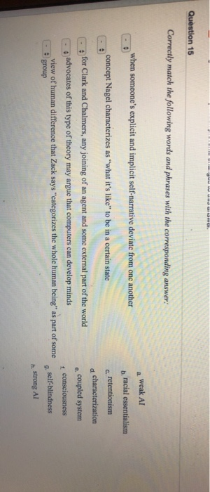 Solved Question 15 Correctly match the following words and | Chegg.com