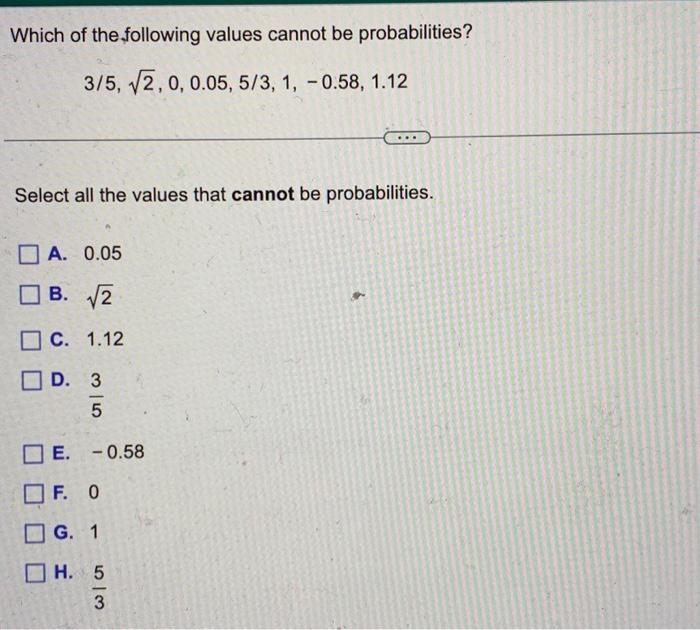Solved which of the following values cannot be chegg