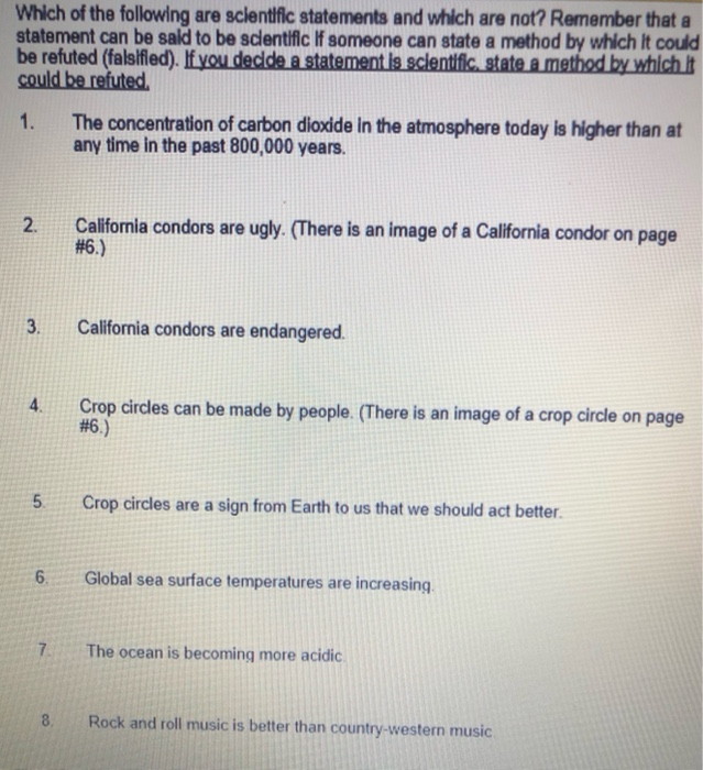 Which Of The Following Is A Scientific Statement Solved Which of the following are scientific statements and | Chegg.com