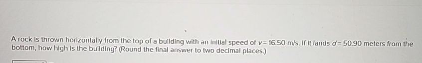 Solved A rock is thrown horizontally from the top of a | Chegg.com