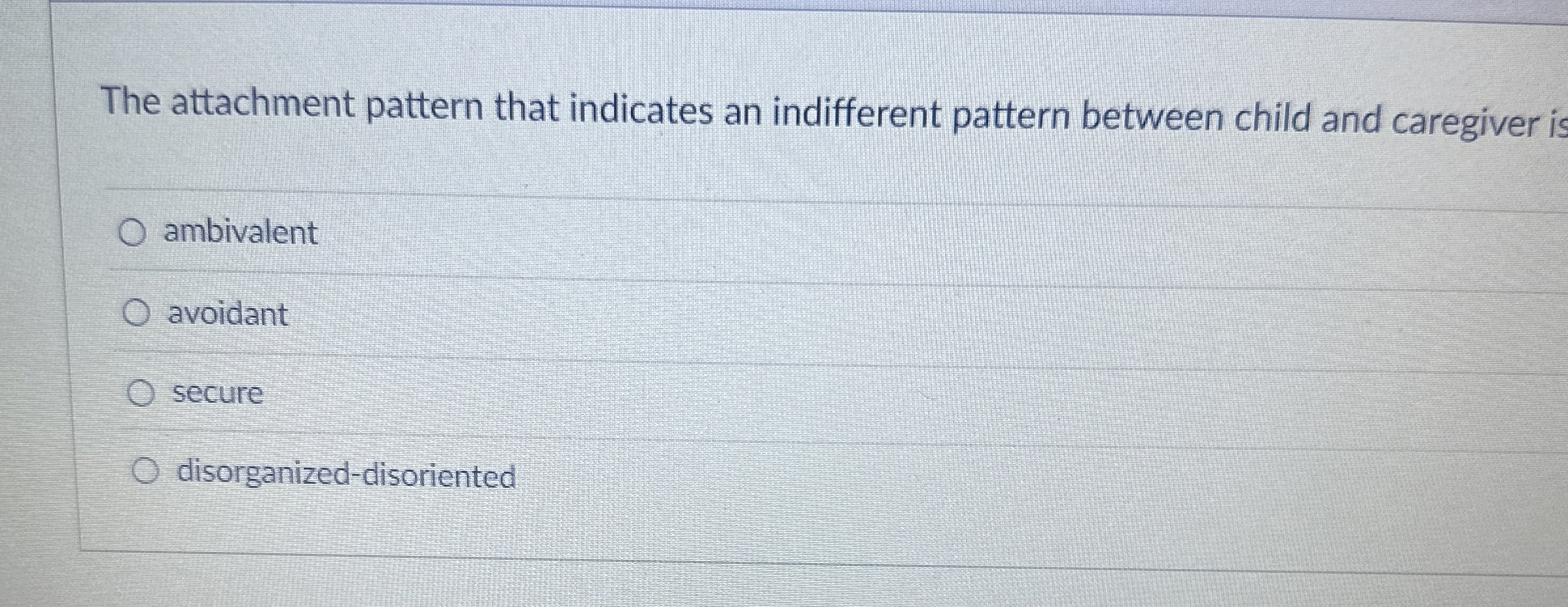 Solved The attachment pattern that indicates an indifferent | Chegg.com
