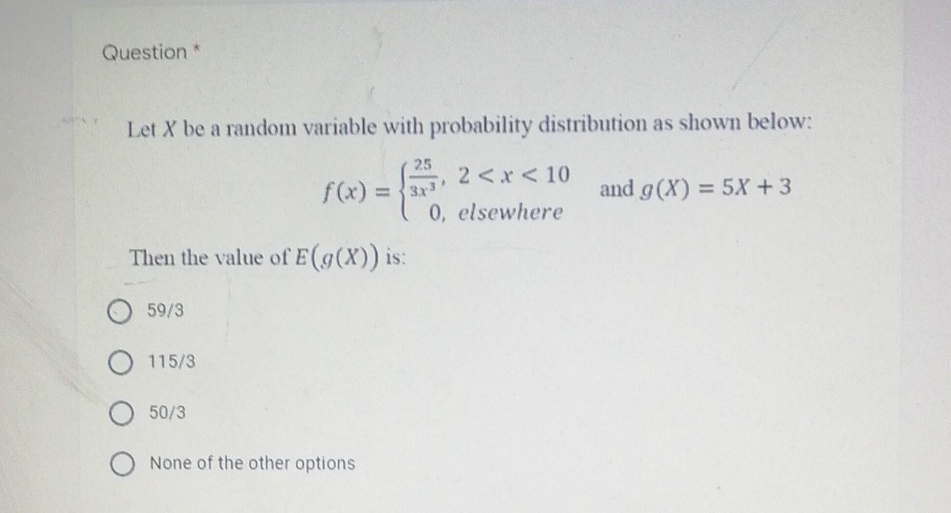 Solved Question Let X be a random variable with probability | Chegg.com
