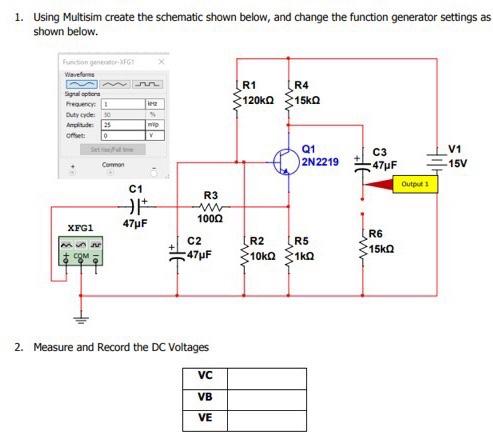 Solved 1. Using Multisim create the schematic shown below, | Chegg.com