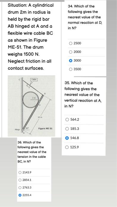 Solved Situation: A Cylindrical Drum 2m In Radius Is Held By | Chegg.com