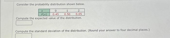 Solved Consider the probability distribution shown below. 1 | Chegg.com