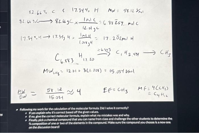 Solved If the molecular weight of the compound is 58.12 | Chegg.com