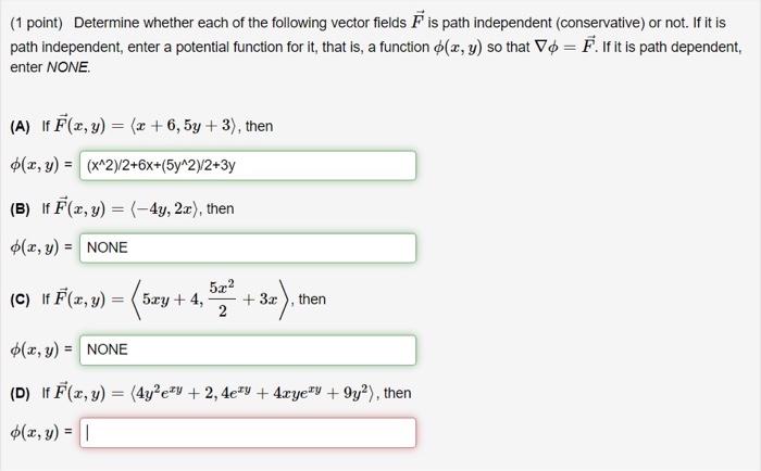 Solved (1 point) Determine whether each of the following | Chegg.com