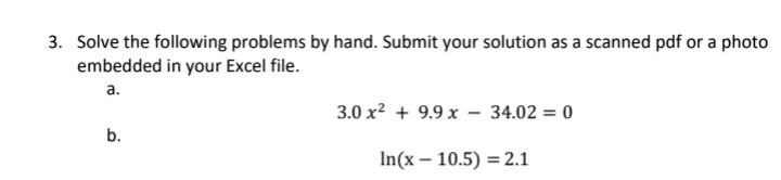 Solved 3. Solve the following problems by hand. Submit your | Chegg.com