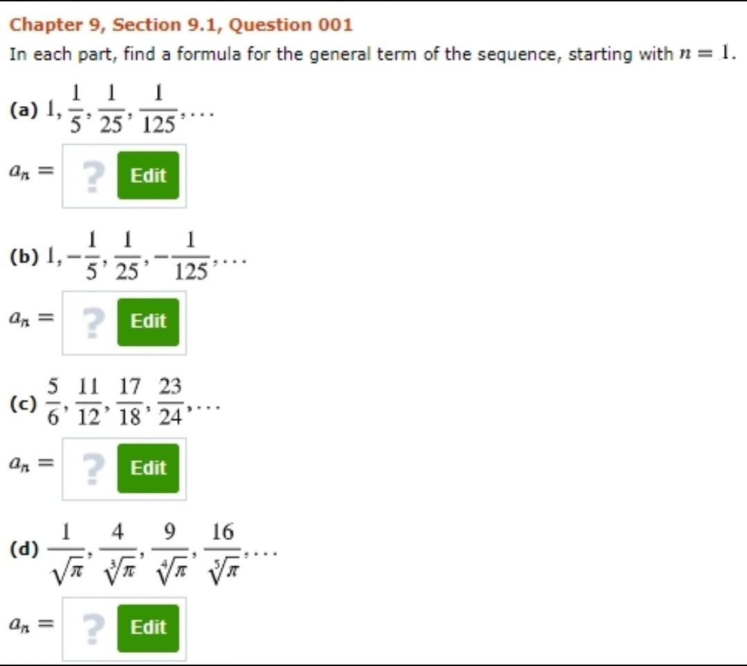 Solved Chapter 9, Section 9.1, Question 001 In each part, | Chegg.com