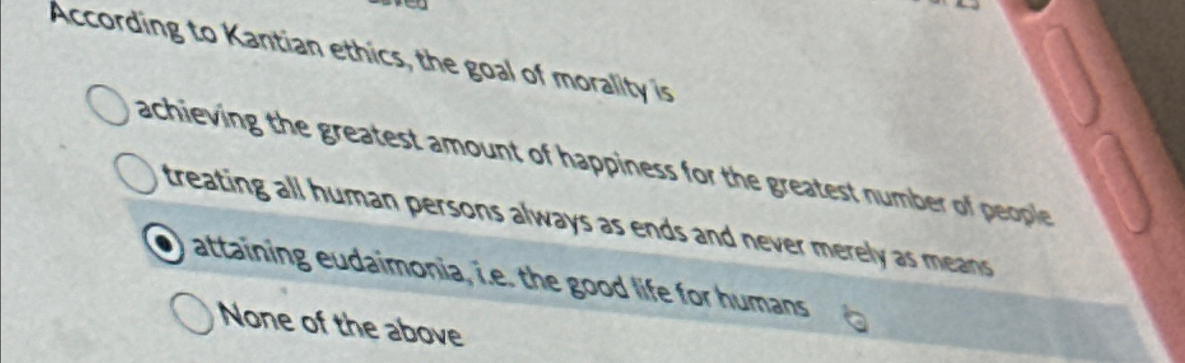 Solved According to Kantian ethics, the goal of morality | Chegg.com