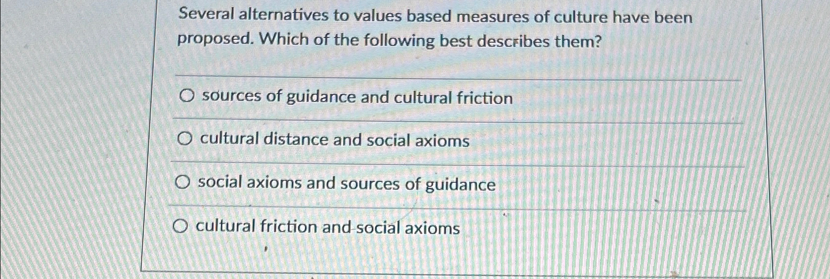 Solved Several alternatives to values based measures of | Chegg.com