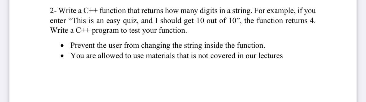 Solved 2- Write a C++ function that returns how many digits | Chegg.com