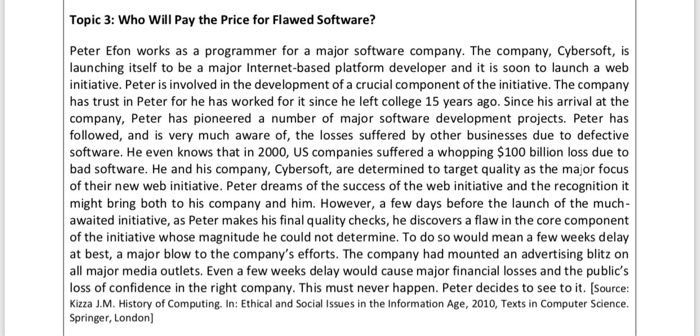 Solved introduce the ethical issues that arise in the given | Chegg.com