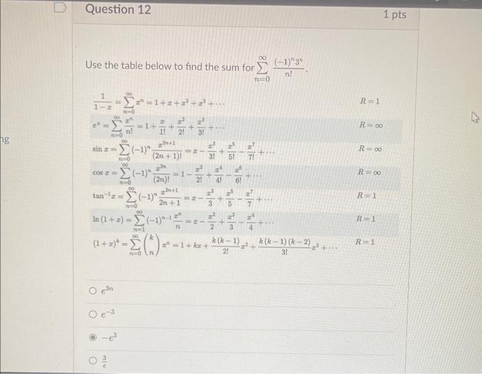 Solved Use the table below to find the sum for | Chegg.com